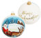 Lauschaer Christbaumschmuck - Einzelkugel / Glaskugel mit Winterbild - Weihnachtsmann auf Schlitten und Aufschrift -Frohe Weihnachten- mundgeblasen und handbemalt, mit Goldkrönchen, Größe Ø ca. 10 cm