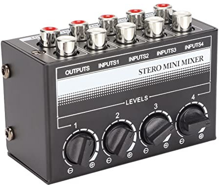 Passives Mischpult Stereo Tragbar für Audiomischpult Metal Cx400 4-Kanal-Passivmischer Tragbar Professionelles Stereo-Mischpult für Aufnahmestudio Konsole Bühne Kleiner Club
