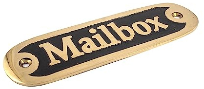 Calyron Brass MailBox Parcel Dropbox Sign Casted Gold/Black Handmade Plaque Plate for House Room Home Decor Style Accessories Wall Mounted (12.5cm X 3.75cm)