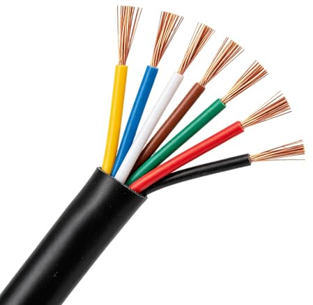 BEIJISTAR 10 Metros 7x0,5mm² Vehículo Cable Redondo, 12V 24V Cable Remolque de 7 Hilos, para Caravana Camión RV Remolque