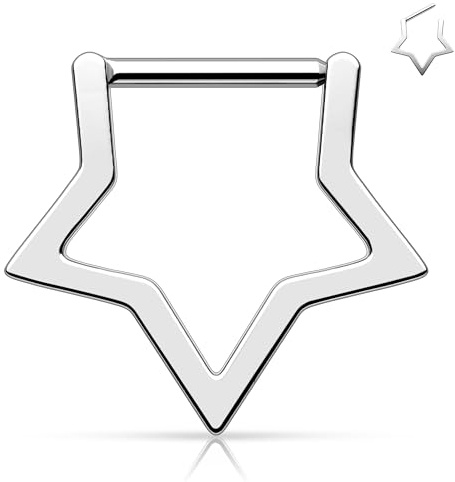Melighting Titanium Nose Ring Star Septum Rings 16G Cartilage Earring Septum Piercing Jewelry Helix Earring Septum Clicker