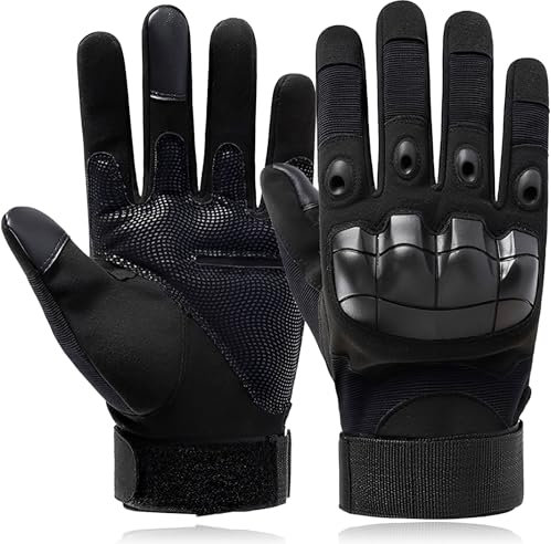 MOAZIFI Firschoie Taktische Handschuhe Militärische Mit Hartem Knöchelschutz Und 2-Finger Touchscreen, Taktische Handschuhe, Security Ausrüstung(Schwarz L)