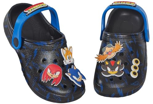 Sonic The Hedgehog Clogs with Charms Boys Girls Sandals Kids Summer Sliders with Ankle Strap Beach Shoes