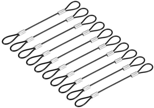 TOP-VIGOR Lot de 10 câbles antivol de sécurité en acier inoxydable de 10 cm de diamètre avec double boucle pour portail extérieur, éclairage de scène, bagages, valise, 10 cm