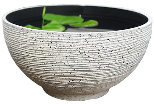 Jeorywoet Planteur de Bol de Lotus, Pot de Plante Flottante, Grand jardinière de Bol de Lotus Exquis, 14x7x7 extérieur Rond Succulent Pots de lys pour Bureaux, salles de Banquet, Salons, Blanc