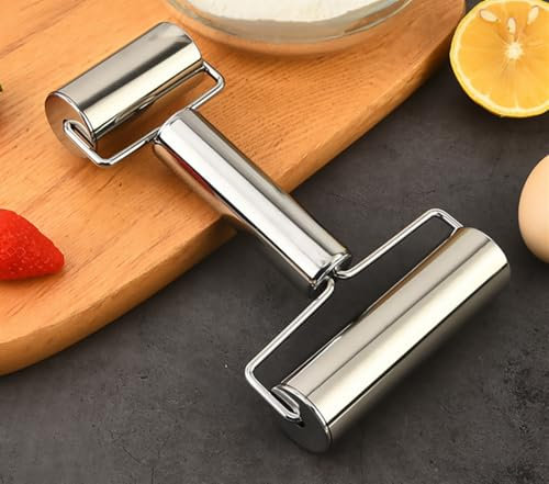 Hongmeru Mattarello per pizza in acciaio inox, design a doppio rullo