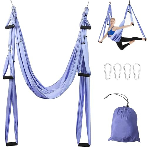Aerial Yoga Hängematte, Verstellbar Aerial Yogatuch, Anti Schwerkraft Schaukeltuch, Verstellbar Yoga Schaukel Tuch, Yogatuch Zum Aufhängen für Pilates Ballett Cheerleading Gymnastik, Kapazität 200kg