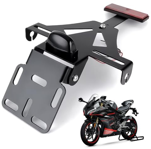 Support de plaque d'immatriculation universel pour moto, angle réglable, avec réflecteur de plaque d'immatriculation, compatible avec la plupart des modèles de motos courants