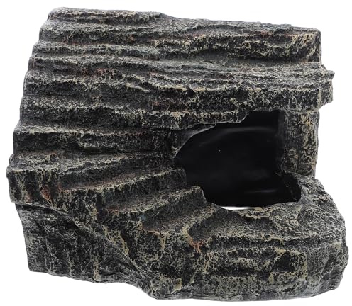 DOITOOL Cueva de Reptiles Grande de Resina para Lagartos y Tortugas Escondite Naturalista para Terrario Refugio Seguro y Decorativo para Hábitat de Reptiles y Peceras
