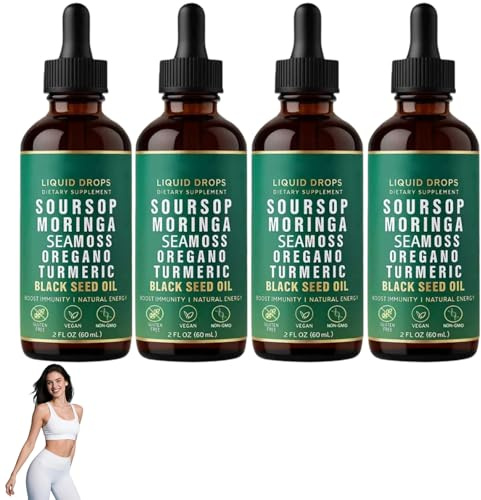 Soursop Natural Drops, 10-in-1 Soursop Bitters Liquid Drops, Herbal Supplement, Natural Extracts for Overall Health-Enhancing 60ml (4 Bottle)