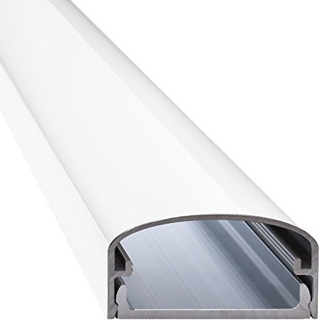 Design Alu Kabelkanal Big Mouth für TV, Beamer etc. - weiß glänzend (Klavierlackoptik) - Länge 100cm - Platz für viele Kabel - 100 x 5 x 2,6 cm - komplett aus Aluminium