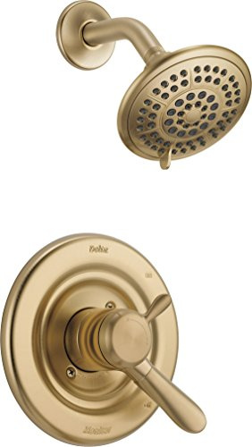 Delta Lahara 17 Series Dual-Function Shower Trim Kit with 5-Spray Touch Clean Shower Head, Champagne Bronze T17238-CZ (Valve Not Included)