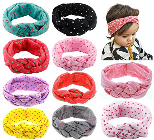 Baby Headbands Turban Knotted, Girl's Headband for Newborn,Toddler and Childrens (10Pack-CL3)