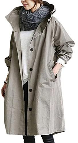 Valink Veste coupe-vent décontractée pour femme avec poches à boutons et capuche coupe-vent et imperméable pour randonnée en plein air