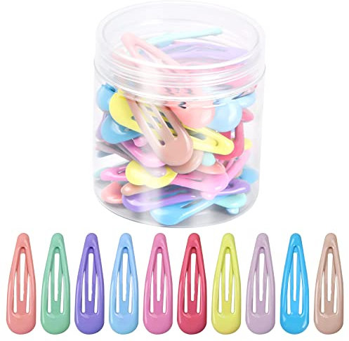 Pinsheng Haarspangen Mädchen, 60 Stück Kinder Haarklammern 10 Farben Bunte Metall Mädchen Haarschmuck, Snap Haarclips Baby Haarspange für Kinder Mädchen Damen Kleinkinder