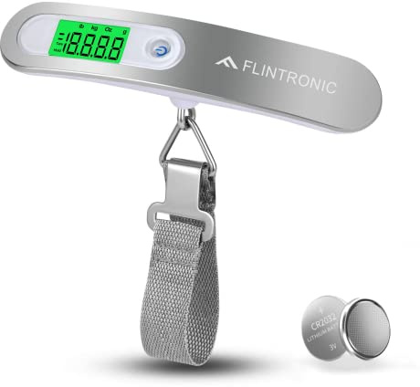 Flintronic Bilancia Digitale per Valigie e Bagagli - Pesa Fino a 50kg/110lb con Display LCD per Shopping, Viaggi, Pesca e Consegna Espressa