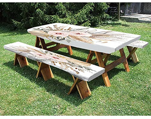 Palm Leaves - Mantel ajustable de poliéster para mesa de picnic y banco, 72 pulgadas, fondo de plantas tropicales de la selva, para exteriores, barbacoas, camping, 28 x 72 pulgadas