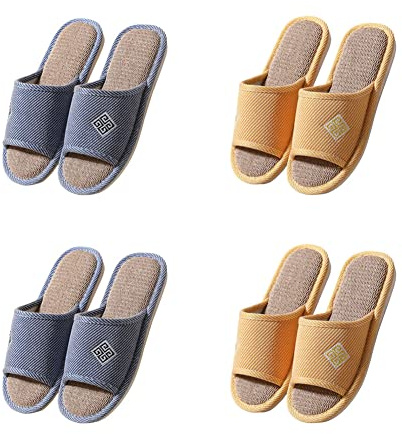 Teceyfeet Set di Ciabatte Ospiti,4 Paia Pantofole Donna Uomo Invernali Scarpe da Casa Home Scarpe Slippers Antiscivolo Ciabatte Casual Unisex Slipper Pantofole per Ospiti