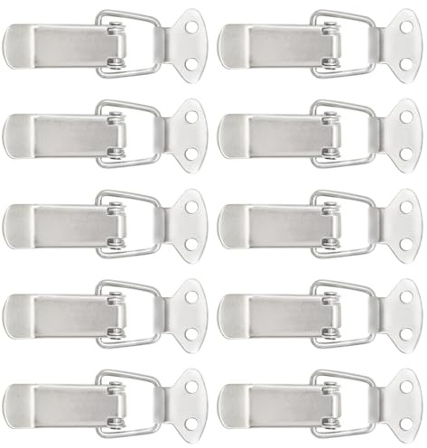 CEEYSEE 10 st fjäderbelastade vippspärr hasp 72 mm anka fakturerade spännen fånga klämma klämma rostfritt stål spännlås för fodral, låda, skåp och skåp (YZK)