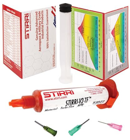 STIRRI -V2-TF No-Clean MT Lötpaste Flux (ROL0) - 10g bernsteinfarbenes Spritzen-Set mit Kiefernduft - für Mitteltöner-Handlötelektronik, BGA, Heißluft-Nacharbeit, SMD-Montage