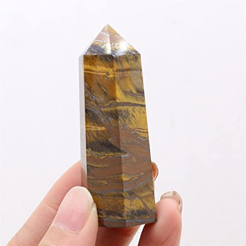 BIANMTSW Pierre Naturelle Cristal Pilier Point Bâton Pierre Précieuse Polie Quartz Tour 1pc Belle Pierre De Cristal Naturel Collections de la Maison (Color : Tiger Eye Stone, Size : 60-80mm)