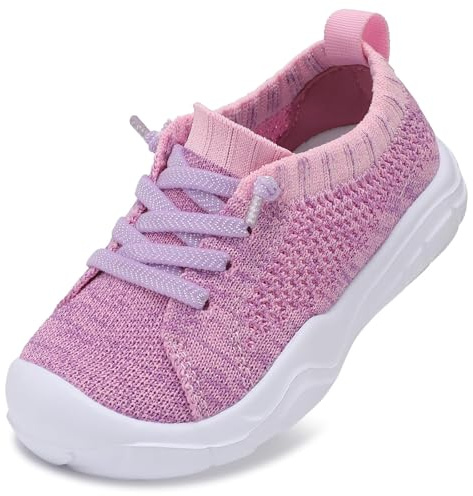 JIASUQI Toddler Shoes Boys Girls Breathable Trainers Kids Barefoot Sneakers Slip on Athletic Shoes(Purple,Size 5)