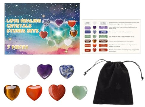 Piedras de de corazón,es de corazón,7 piedras de bolsillo con bolsa de terciopelo | Piedra preciosa decorativa, de decoración del hogar para mujeres y hombres, sala de estar, escritorio