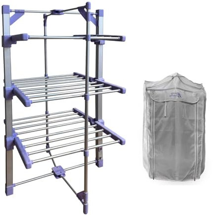 Spring & Spruce Speedi-Dry Compact - Electric Heated Clothes Drying Rack - 3 Tiered With Cover - Extra-Wide Capacity - Energy Efficient Drying - Foldable Design - Indoor Clothing Horse - Easy Storage