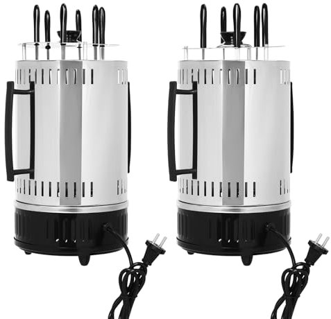 Mermajestic Barbecue électrique vertical 1000 W, 230 V/50 Hz avec 6 broches, brochettes de rôtisserie à 360 °C, pour barbecue, barbecue de table, barbecue vertical