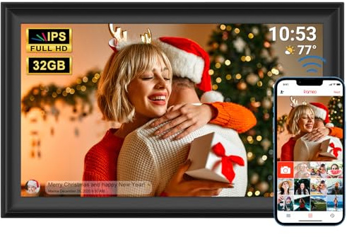 FRAMEO WiFi Digital Picture Frame 32GB Smart 15.6 Inch Digital Photo Frame FHD IPS Touch Screen,Wall-Mounted, Auto-Rotate Easy Setup Share Photo or Video via Frameo APP