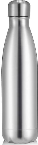 Volhoply 750ml Insulated Water Bottle, Double Wall Stainless Steel Vacuum Bottles, Keeps Cold 24H & Hot 12H, BPA Free Leak Proof Bottles (Silver,1 Pack)