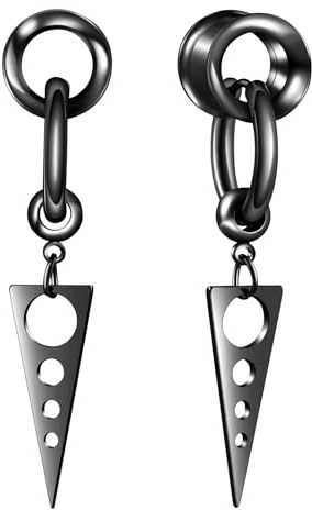 Hoisy Double Flared tunnel med hänge flesh tunnel öra expander piercing smycken för kvinnor män 6 mm – 24 mm, 10mm (00g), Metall, Ingen ädelsten