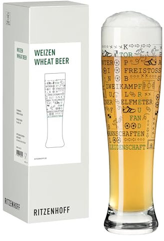 RITZENHOFF 8163001 - Vaso de cerveza de trigo (500 ml), diseño de fútbol, color negro