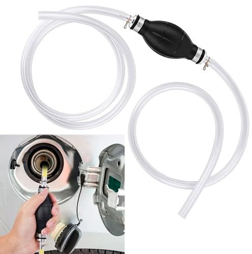 2m Manual Fuel Transfer Syphon Pump, Multi-Purpose Liquid Extractor for Gasoline Diesel Oil Water, Essential Automotive Tool for Cars Boats Marine Use