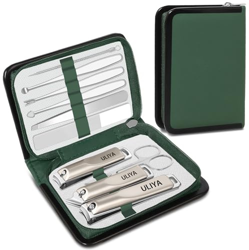 Manicure Set Nail Clippers Kit Professional Pedicure Care Tools 10 Pcs Stainless Steel Personal Care Grooming kit for Men Women Home Travel or Gift (Green)