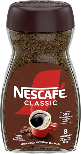 NESCAFÉ CLASSIC, löslicher Bohnenkaffee aus mitteldunkel gerösteten Kaffeebohnen, kräftiger Geschmack & intensives Aroma, koffeinhaltig, 1er Pack (1 x 200g)