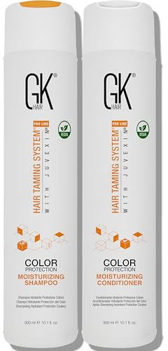 GK HAIR Global Keratin – Shampooing Femme Hydratant & Revitalisant – Duo Shampooing & Après-Shampooing 2x300ml – Protection Couleur, Sans Sulfates