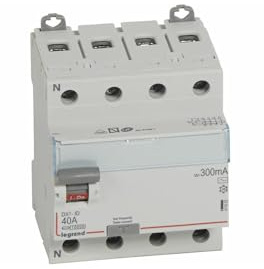 411665 Legrand Interrupteur différentiel tétrapolaire 40A type AC 300mA - 4 modules - Bornes alignées