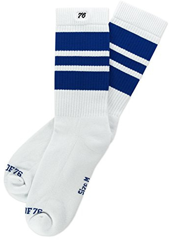 Spirit of 76 The blue Blues | halvhöga retrostrumpor med ränder vit, blå randig | snygga unisex knästrumpor