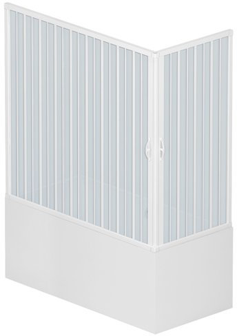Rollplast BGAL1CONCC28150 Pare-baignoire style accordéon, 70 x 150 x 150 cm, PVC, 2 côtés, 2 volets, ouverture d'angle, blanc