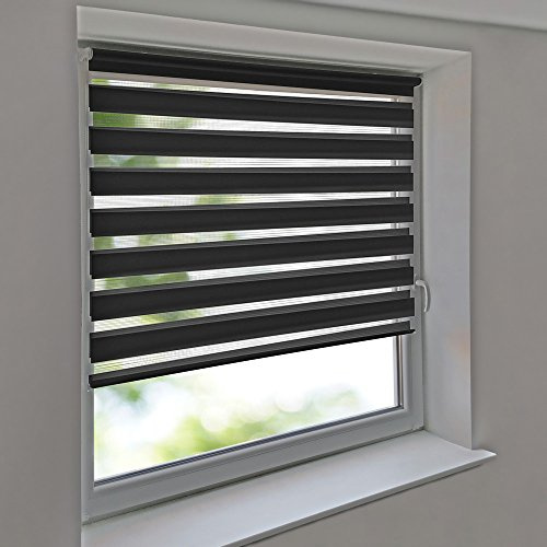 Doppelrollo 55 x 160 cm anthrazit Klemmfix ohne Bohren Vario Seitenzug Duorollo