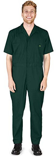 NATURAL WORKWEAR - Kurzärmeliger Herren-Arbeitsoverall mit verschiedenen Größen – 1 Größe größer bestellen - Grün - 3X-Groß