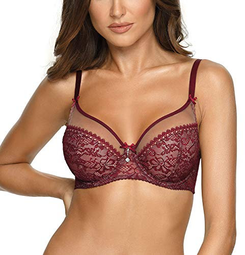 AVA 1396 Soft BH Damen Unterwäsche Gemustert Seitenstäbchen Regulierbar Setteil, Schwarz,105F