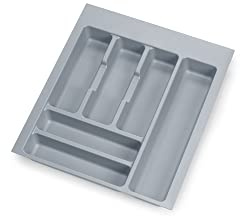 Emuca - Organizzatore di posate, organizzatore cassetto cucina, vaschetta portaposate, 6 scomparti, modulo 45 cm, plastica, Grigio