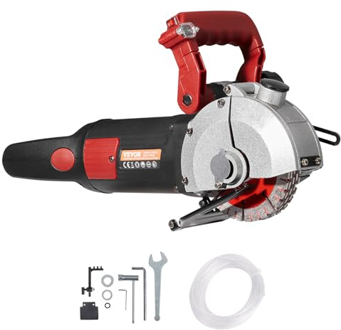 VEVOR Wall Chaser, 4800W Slotting Machine with Laser Guide 6800rpm, Max Groove Depth and Width 2 x 1.5, Concrete Grooving Cutting Machine with 5 Saw Blades and Water Pump
