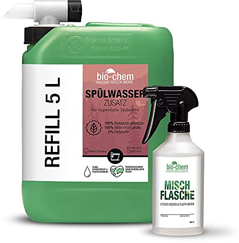bio-chem Bio Spülwasser-Zusatz 1 L Konzentrat für Spülkasten I WC-Reiniger Rinse Flush für Campingtoilette, Chemie-Toilette sowie Mobile Toilette MIT & OHNE separaten Spülwassertank