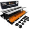Cable Management Under Desk Tray 2 Pack BLACK | Ultra-Sturdy Wire Organiser Storage keeps Desk Cable Tidy | Carbon Steel Holds 5kg, Under Desk Cable Tray 43x12x10 cm | Under Desk Cable Management Kit