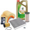 BESTPRICE Inspektionspaket Filterset mit 1x Ölfilter, 1x Kraftstofffilter, 1x Innenraumfilter (Aktivkohle), 1x Luftfilter, 1x Ölablassschraube mit Dichtung, 1x Motoröl 5W-30 LL Edge Titanium 5 l,