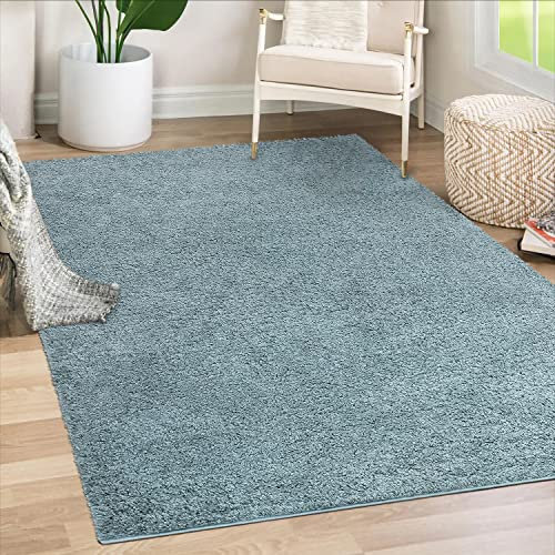 payé Teppich Wohnzimmer Hochflor Shaggy - 200x290cm - Türkis Einfarbig Uni Flauschig Modern Boho Deko Teppiche Weich Schlafzimmer