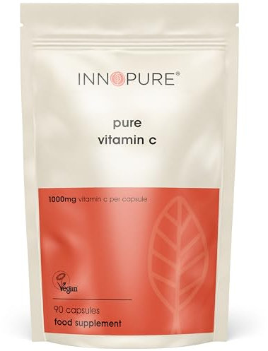 INNOPURE Vitamina C Pura 1000mg - Capsule (Senza Riempitivi né Leganti) - Integratore Pure-Fill, Facile da Deglutire - 1 Capsula al Giorno (non Compresse) - 90 Capsule